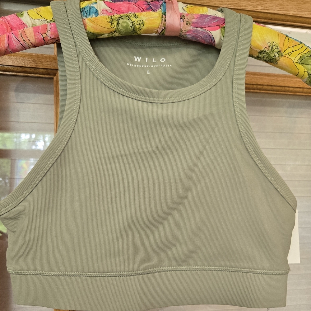 Wilo Sage Green Ribbed Crop Top